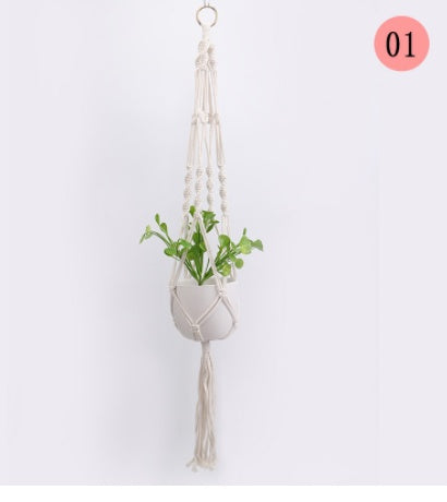 Boho Bloom Hanging Set – 4pc Macramé Plant Hangers & Shelf