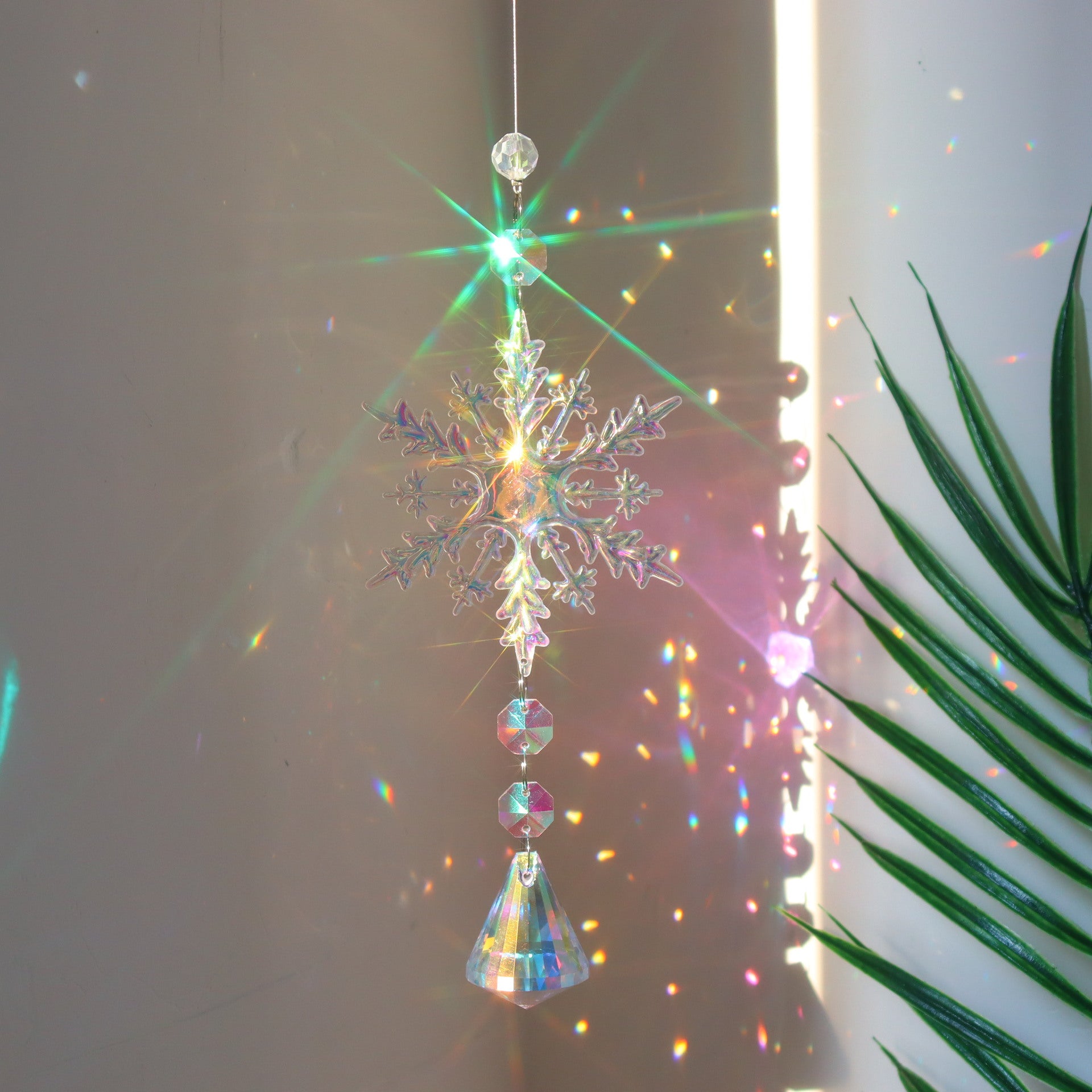 Winter Colorful Snowflake Crystal Sun Catcher